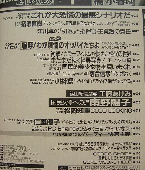 GORO ゴロー 昭和62年12月10 表紙・ポスター／浅香唯 / 稲野書店