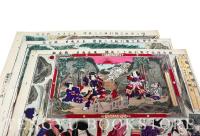 明治座狂言錣引組上三枚続 【明治29年 おもちゃ絵 立版古】