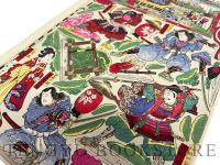 歌舞伎座新狂言曽我討入の場組上ケ三枚続 【明治33年 おもちゃ絵 立版古】