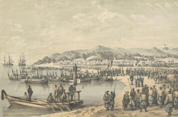 ペリー日本遠征の石版画　1856年版画 ペリー提督日本遠征記』石版画 「那覇の市場」 / 榕樹書林 / 古本