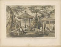 19世紀 石版図版 ペリー日本遠征記 「下田の寺」 Narrative of the squadron to the China seas and Japan