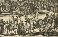 Uyt Rydinge vande Gouverneur van Miako 「都の知事の行列」(京都図) モンタヌス「日本誌」図版[17世紀 銅版画 一枚物]