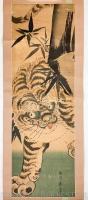 竹に虎 軸装 【菊川英山 江戸後期 浮世絵】