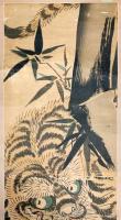 竹に虎 軸装 【菊川英山 江戸後期 浮世絵】