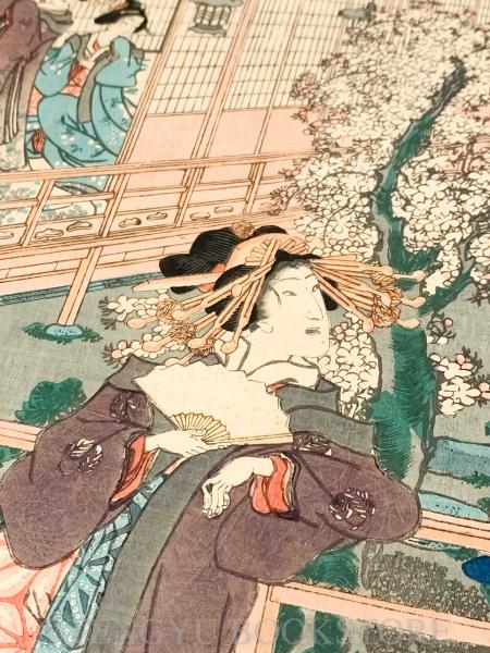 新よし原尾州楼仮宅 3枚続揃 【文久11年 国貞二代 浮世絵】(二代