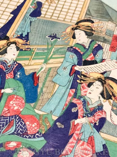 hana_desu15 本物 浮世絵 歌川国貞画 江戸時代 木版画 大判 錦絵 美人