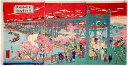 東京名所吾妻橋之真景 3枚続揃 【明治23年 小林幾英 浮世絵】