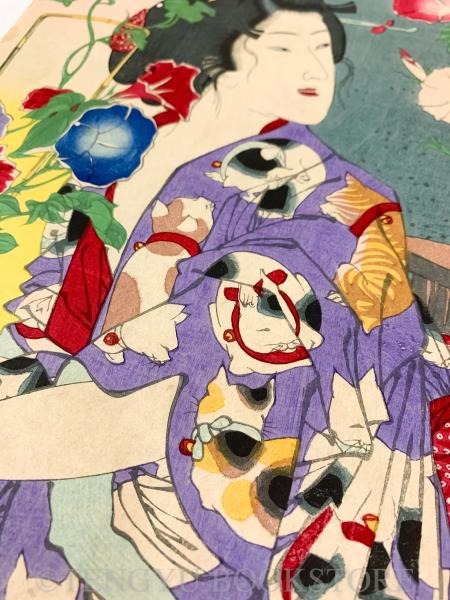 東京自慢十二ヶ月 六月入谷の朝顔 新ばし福助 【明治13年 月岡芳年