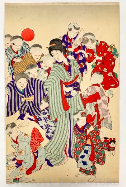 浮世絵、三國志の役者絵三枚綴、楊洲周延画(橋本周延） 浮世絵、三國志の役者絵三枚綴、楊洲周延画(橋本周延）