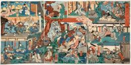 小栗一代記 3枚続揃 【安政3年 落合芳幾 浮世絵】(落合芳幾) / 古本