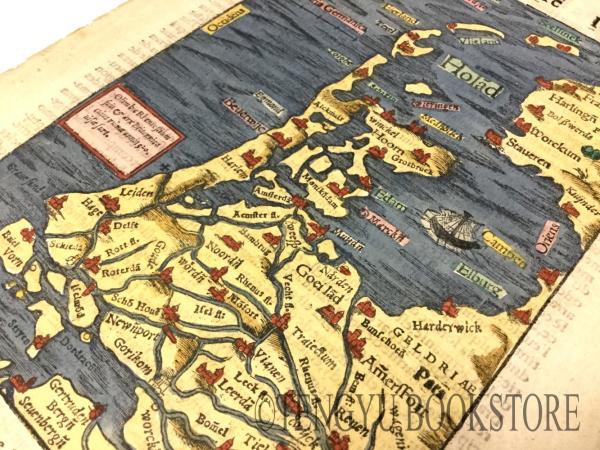 額装品　木版画　古地図の扉絵　1572年　ミュンスター　稀少　入手難作品 額装品 木版画 古地図の扉絵 1572年 ミュンスター 稀少 入手難