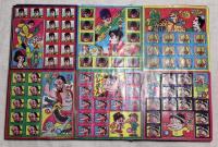 駄菓子屋玩具セット　帰ってきたウルトラマン/えあわせ29枚　連続当シート30枚(豹マン・ア太郎・シャザーン・マイティジャック)　連続当シート100枚ｘ2個(力道山・高橋アナウンサー・ロバートプラ―・くらま天狗・大鵬・水爆・人工衛星・ダック・ロボット君・トンマ天狗・Ｘマン・猿飛・カーボーイ）くものす（完品1枚24個付き・使用1枚22個付き）　ポケットマジック1シート(12個)　パズルリングス2枚(10個付き)　パネルマッチゲーム7枚　すごろく家庭ゲーム2枚(24個付き)どくろ仮面・巨人の星・ウルトラマン・怪物君・忍者・などの絵　マスコット手芸セット4枚　よい子のおもちゃ1枚・剣大・小・バネ鉄砲(11袋)　野球バッジくじ引き1シート(24個)　マグネット大3個・小4個　お江戸きせかえ1箱(200枚)