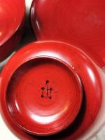 角偉三郎　粥椀二個、塗皿　3個セット　　ISABURO KADO  (1940-2005)
