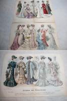 フランスのファッション誌からの手彩色ファッションプレート7枚一括（Journal Des Demoiselles）