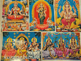 ヒンドゥー教ポスター ヴィンテージ sri kamala ganesh/Shiv Ling Darshan/Shiv Ling/DEEPAVALI POOJA/他 15枚一括　Vintage