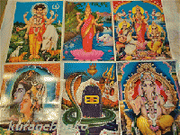 ヒンドゥー教ポスター ヴィンテージ sri kamala ganesh/Shiv Ling Darshan/Shiv Ling/DEEPAVALI POOJA/他 15枚一括　Vintage