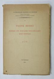 【英書】　PAPERS ON ENGLISH VOCABULARY AND SYNTAX [GOTHENBURG STUDIES IN ENGLISH]