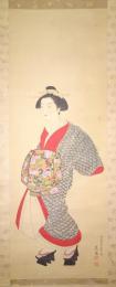 国井応陽画幅 「花魁図」