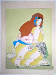 ポール・ジャクレー木版画 「恋文、モンゴル女性」