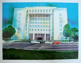 吉原英雄リトグラフ 「大阪市庁舎」