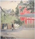 徳力富吉郎木版画色紙 「比叡山」 ＜手摺木版 京洛三十題の内＞