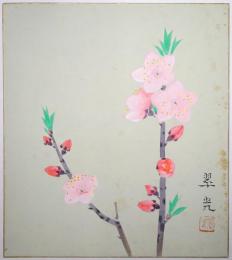 福田翠光色紙 「桃花図」