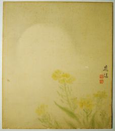 国井応陽小色紙 「月夜菜の花図」