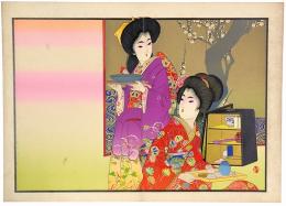 引札見本 美人二人の図