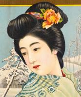 引札見本 傘を持った美人の図