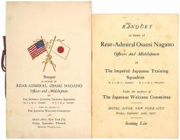 1927年 日本海軍練習艦隊ニューヨーク歓迎晩餐会　公式プログラム・出席者名簿兼配席表