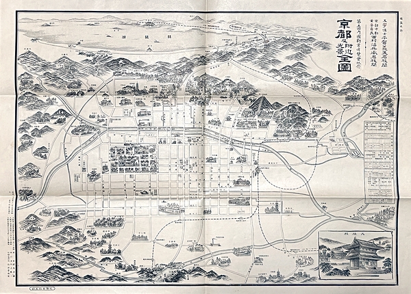 大阪 京都 奈良 名所案内絵入全図 / 古本、中古本、古書籍の通販