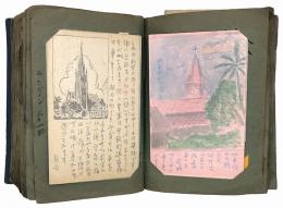 ビルマ駐屯記念 肉筆絵入軍事郵便絵葉書