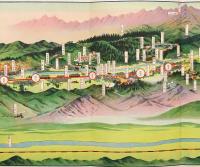 ［鳥瞰図］三山電鉄から月山湯殿山へ
