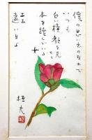 藤沢恒夫自筆書・絵入　「僕の思い出のなかでいつも白い横顔を・・・」　額付