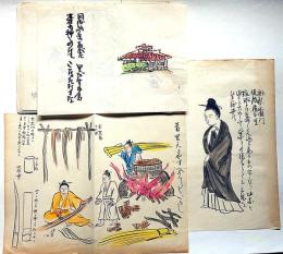 芹澤銈介彩色肉筆画　「沖縄の民藝」　大・小・27枚