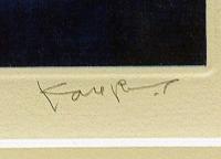 斎藤カオル 銅版画「薬師寺東塔」　カラ―メゾチント　額付き　限定123部　直筆サイン入り　