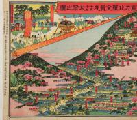 金刀比羅全景及十月十日大祭之図　彩色石版　明治36年