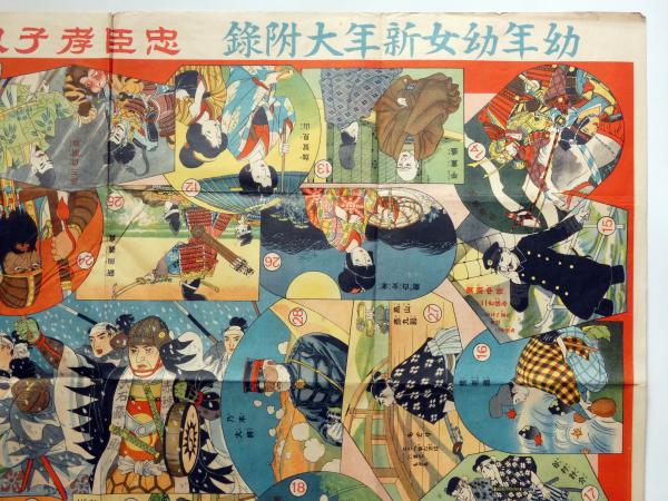 忠臣孝子双六 新関青花・藤井耕達合作画 幼年幼女附録(新関青花