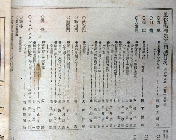 風俗画報 第104号（明治28年12月） コロポックル風俗考・をどり百番