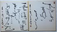 灰谷岳乗色紙　墨書　「一条の遠き道ありてこそ生きて有り〜」