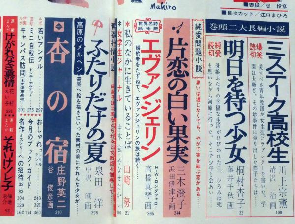 小説女学生コース 第8号 昭和42年8月 高橋真琴 藤井千秋 庄野英二 福田善之 加山雄三 ブルーコメッツ 高橋真琴 藤井千秋 庄野英二 福田善之 三木澄子 川上宗薫ほか 古本 中古本 古書籍の通販は 日本の古本屋 日本の古本屋