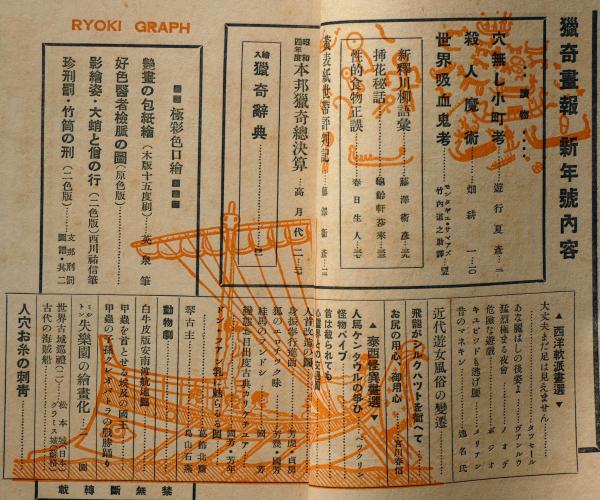 獵奇畫報 2巻1号(昭和5年1月) 付録2枚付き・木版画入り(藤澤衛彦・畑耕一ほか) / 斜陽館 / 古本、中古本、古書籍の通販は「日本の古本屋」 / 日本の古本屋 獵奇畫報 2巻1号(昭和5年1月) 付録2枚付き・木版画入り(藤澤衛彦・畑耕一ほか) / 斜陽館 / 古本、中古本、古書籍の通販は「日本の古本屋」 / 日本の古本屋
