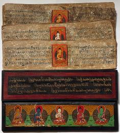 チベット仏教経典　板絵・経典　一活