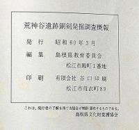 荒神谷遺跡銅剣発掘調査概報　島根県簸川郡斐川町神庭西谷所在