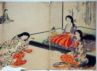 千代田の大奥　お流れ　三枚続　木版画