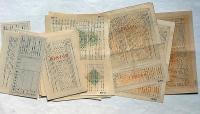 戦時貯蓄債券　「第6回・7回・14回・16回・18回、7枚」　「特別報国債券・第1階・4回・7回・13回、9枚」　「戦時郵便貯蓄切手・第20回・24回・27回、3枚」　合計19枚