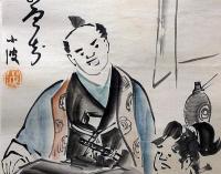巌谷小波書画　墨・水彩画　№6　下女よ・・