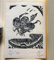 豆本　絵かき屋のたわごと　署名・木版画・2葉入　限定200部