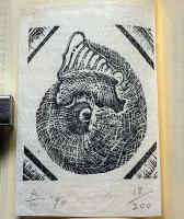 豆本　絵かき屋のたわごと　署名・木版画・2葉入　限定200部