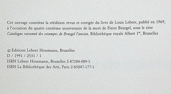 ブリューゲル・版画カタログレゾネ 仏文 BRUEGEL Les Estampes
